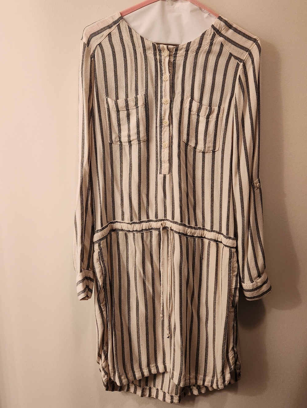 Lou & Grey Striped Long Sleeve Drawstring Dress Size XS